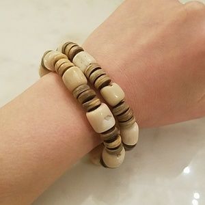 Horn & Wood Elastic Bracelet Set2